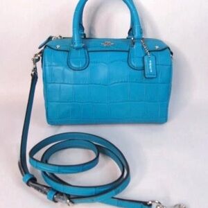 Coach #55455 Bright Turquoise Croc-Embossed baby Bennett